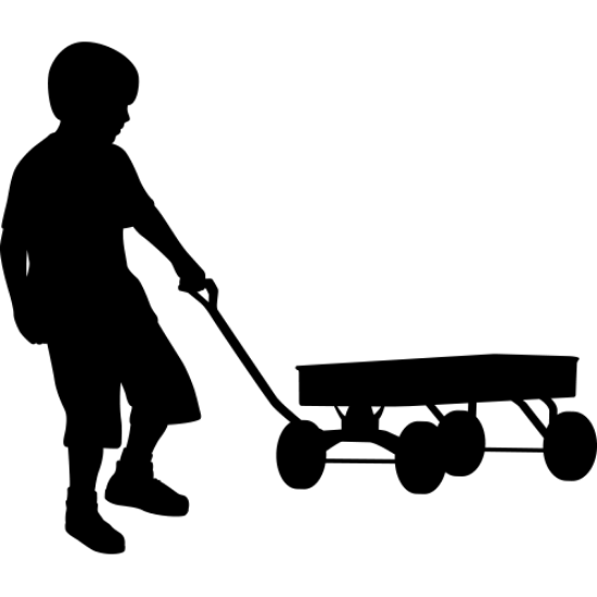 Picture of Boy Pulling Wagon 17 (Children Silhouette Decals)