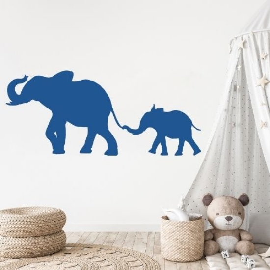 Picture of Mother and Baby Elephant  5 (Safari Animal Silhouette Decals)