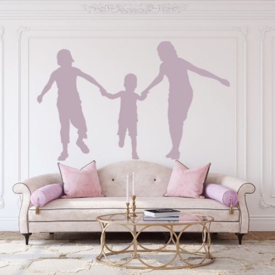 Picture of Boy, Baby, & Girl Holding Hands 22 (Children Silhouette Decals)